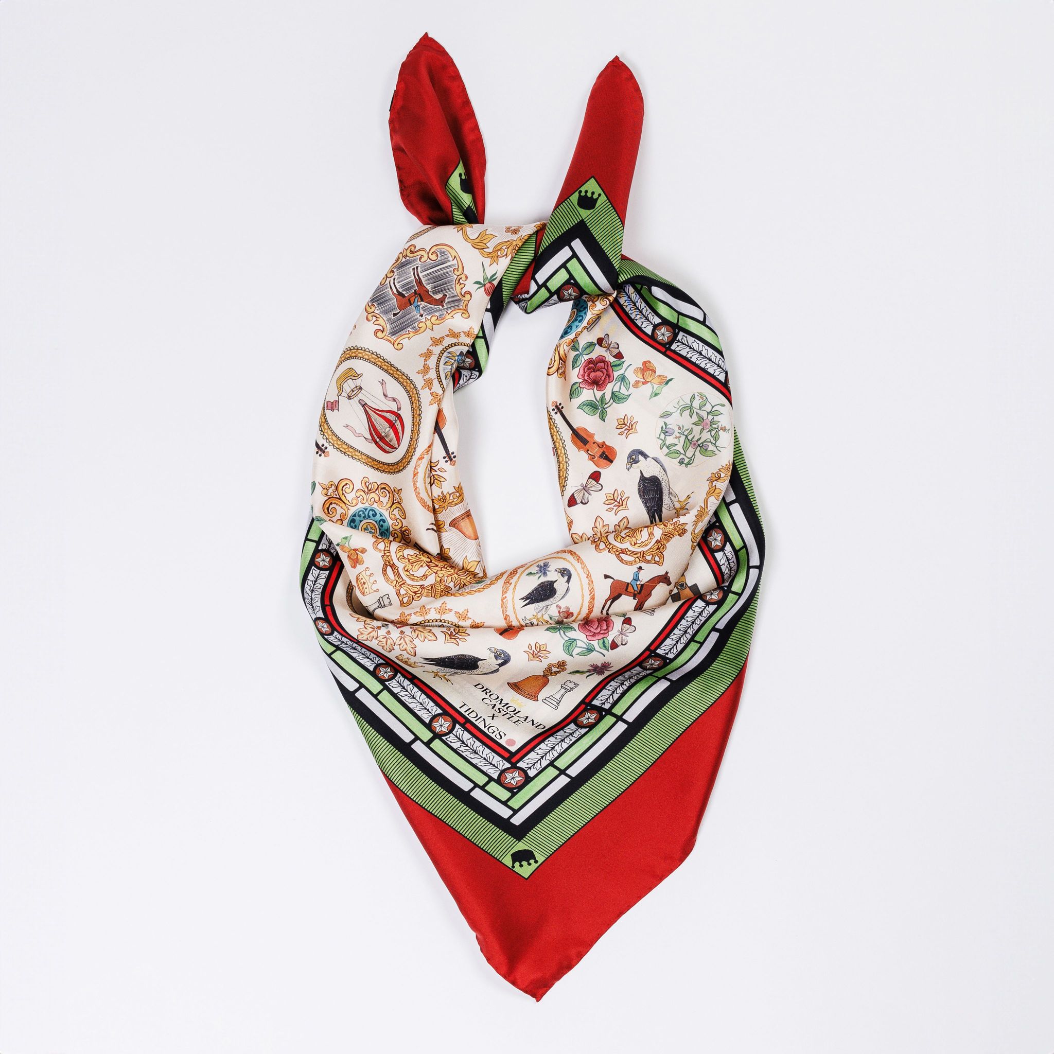 Dromoland Montage Twill / Ivory and Rich Red
