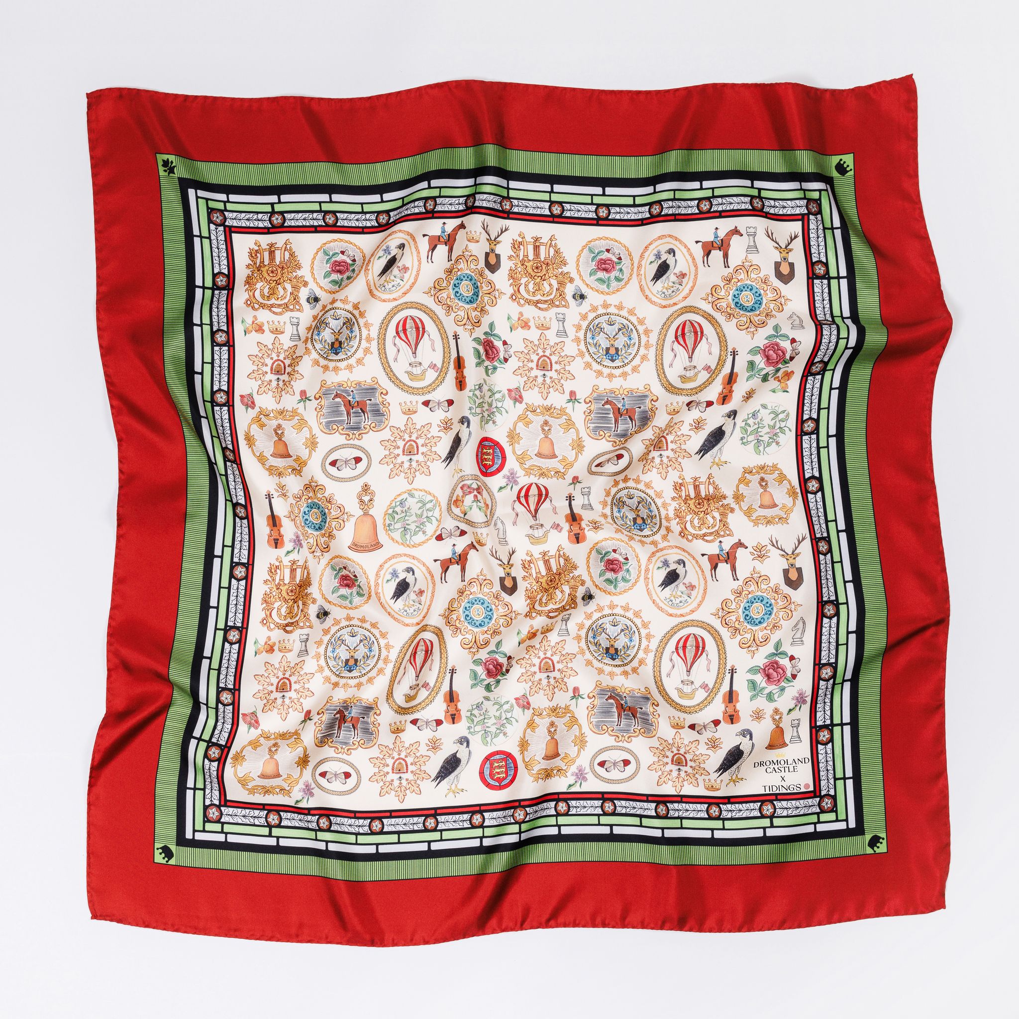 Dromoland Montage Twill / Ivory and Rich Red