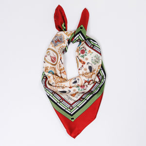 Dromoland Montage Twill / Ivory and Rich Red