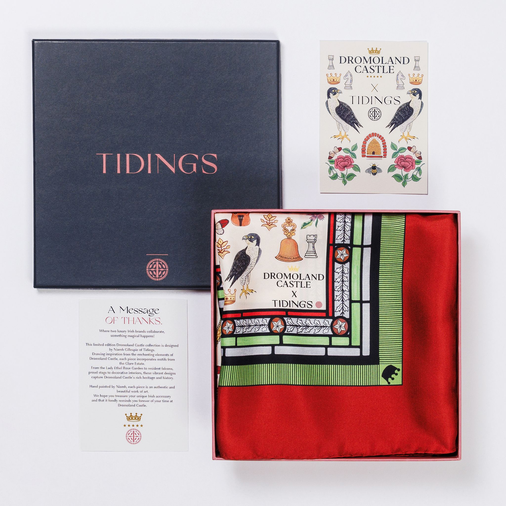 Dromoland Montage Twill / Ivory and Rich Red