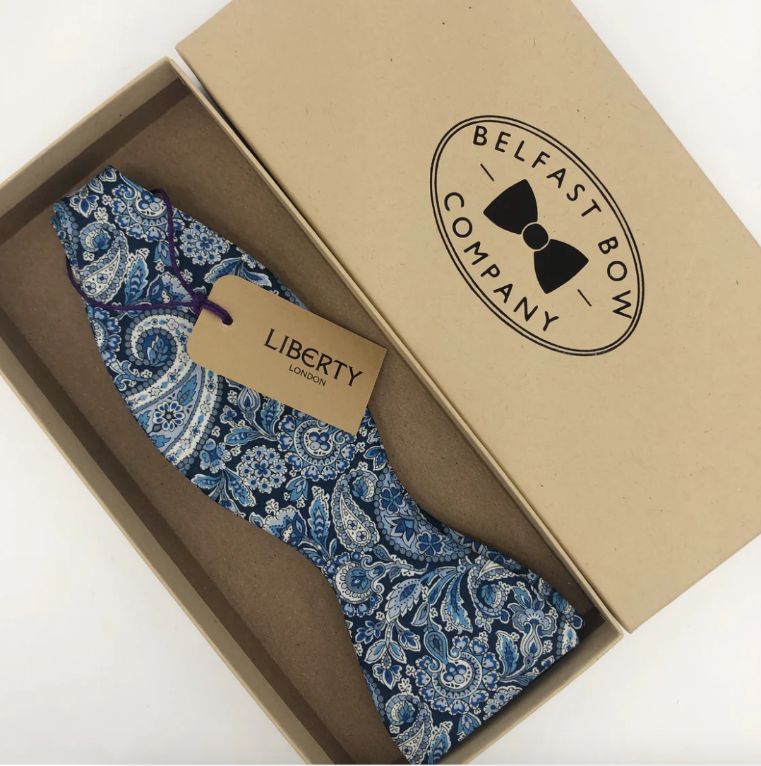 Liberty of London Bow Tie in Navy Paisley