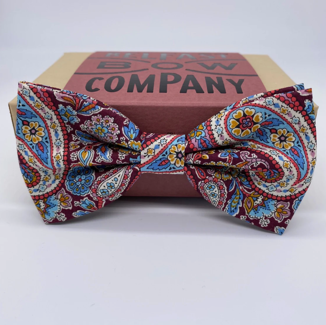 Liberty of London Bow Tie in Burgundy Paisley