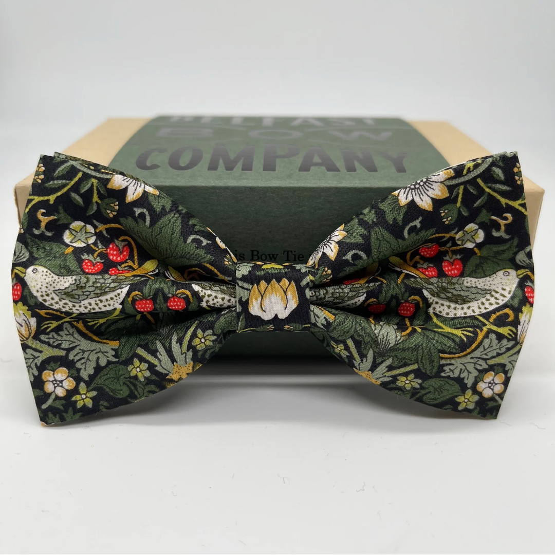 Liberty of London Bow Tie in Dark Green Bird Motif