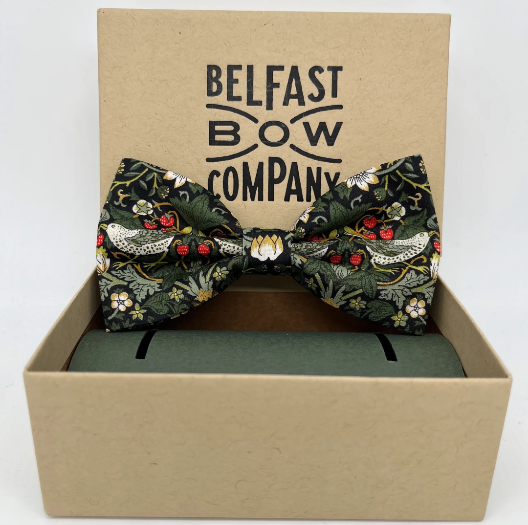 Liberty of London Bow Tie in Dark Green Bird Motif