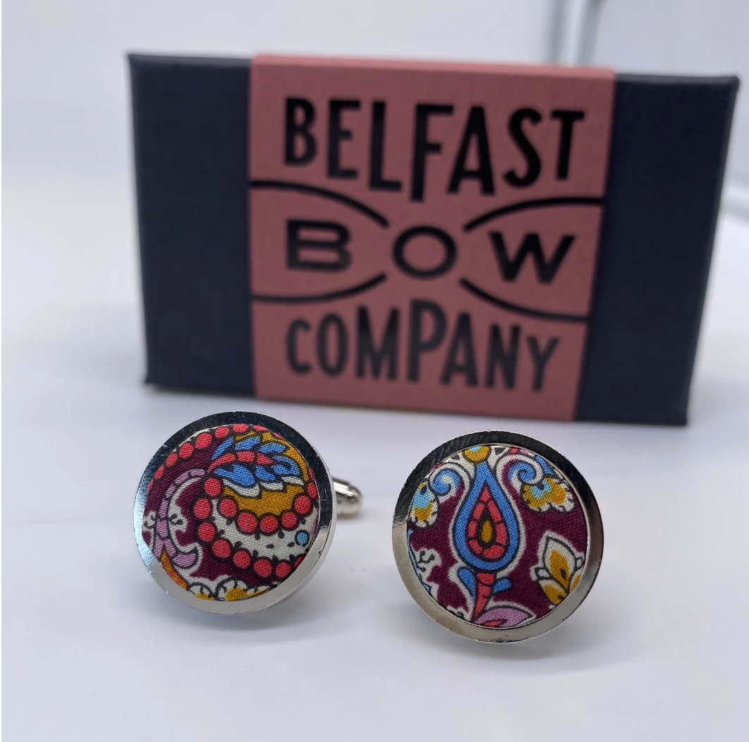 Liberty of London Cufflinks in Burgundy Paisley