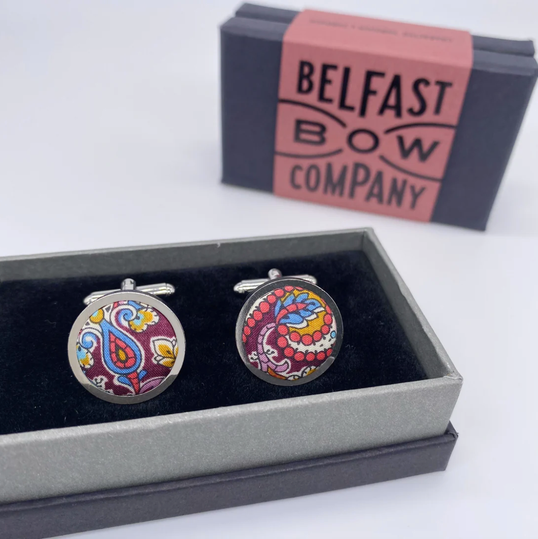 Liberty of London Cufflinks in Burgundy Paisley