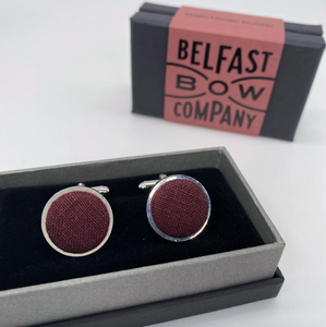 Burgundy Cufflinks in Irish Linen