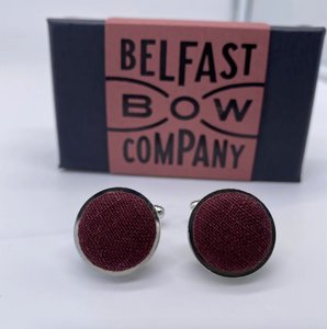 Burgundy Cufflinks in Irish Linen