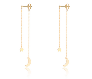 9kt Gold Moon & Star Drop Earrings