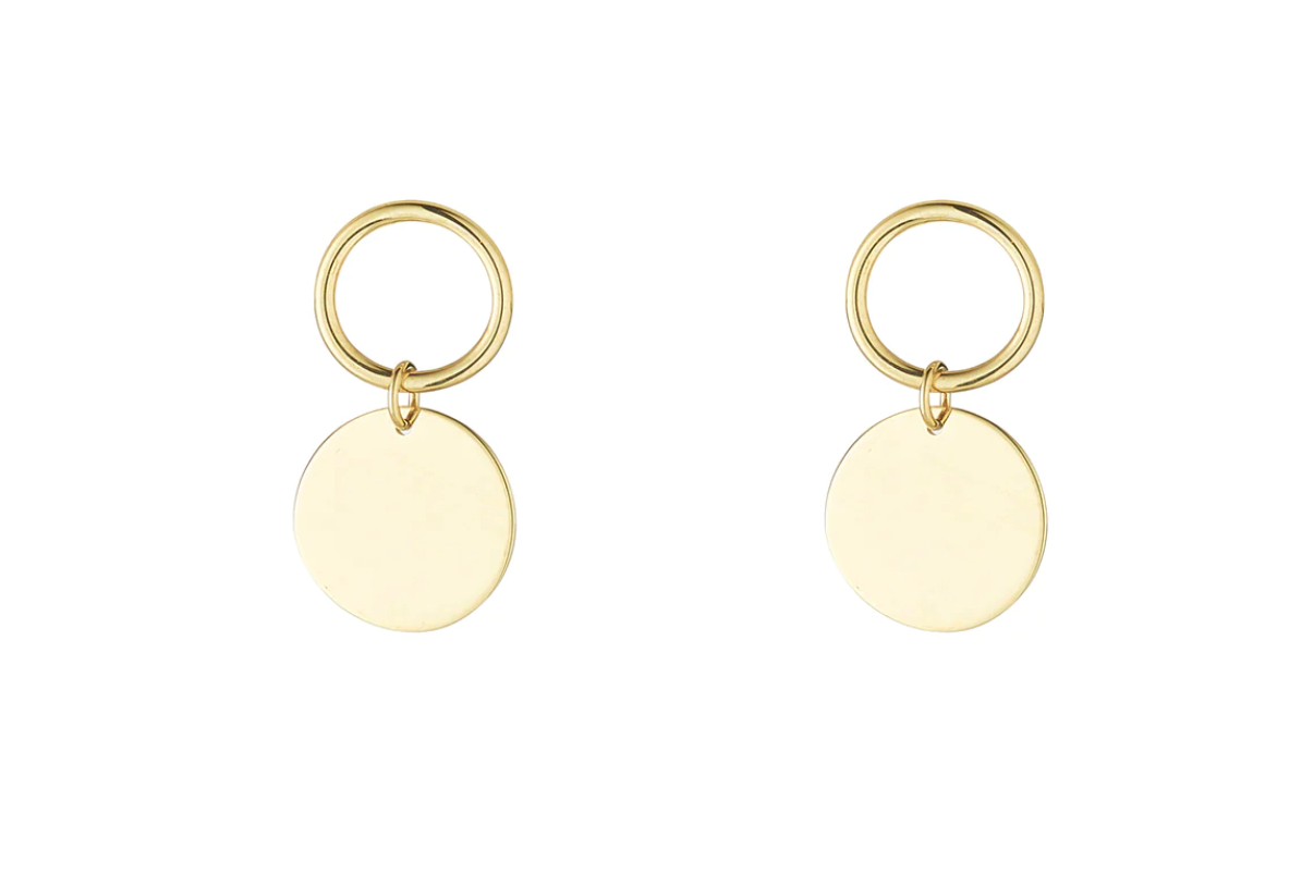 9kt Gold Disc & Circle Earrings