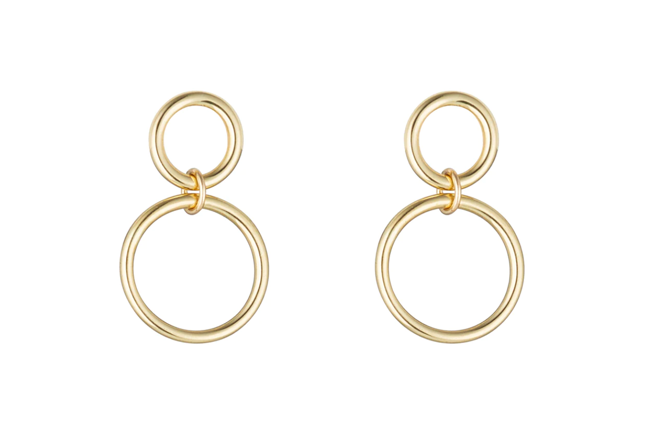 9kt Gold Double Circle Post Earrings