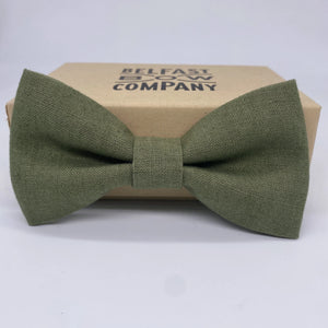 Olive Green Bow Tie in Irish Linen