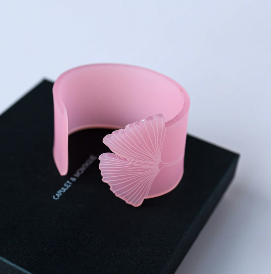 Frosted Rose Ginkgo Cuff